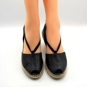 Andre' Assous Leather Espadrille Wedge Sandal